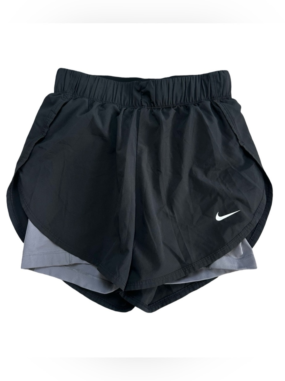 Nike Dri-FIT 10K 2-in-1 Running Shorts Womens XS Black Grey AR6353-013 Liner